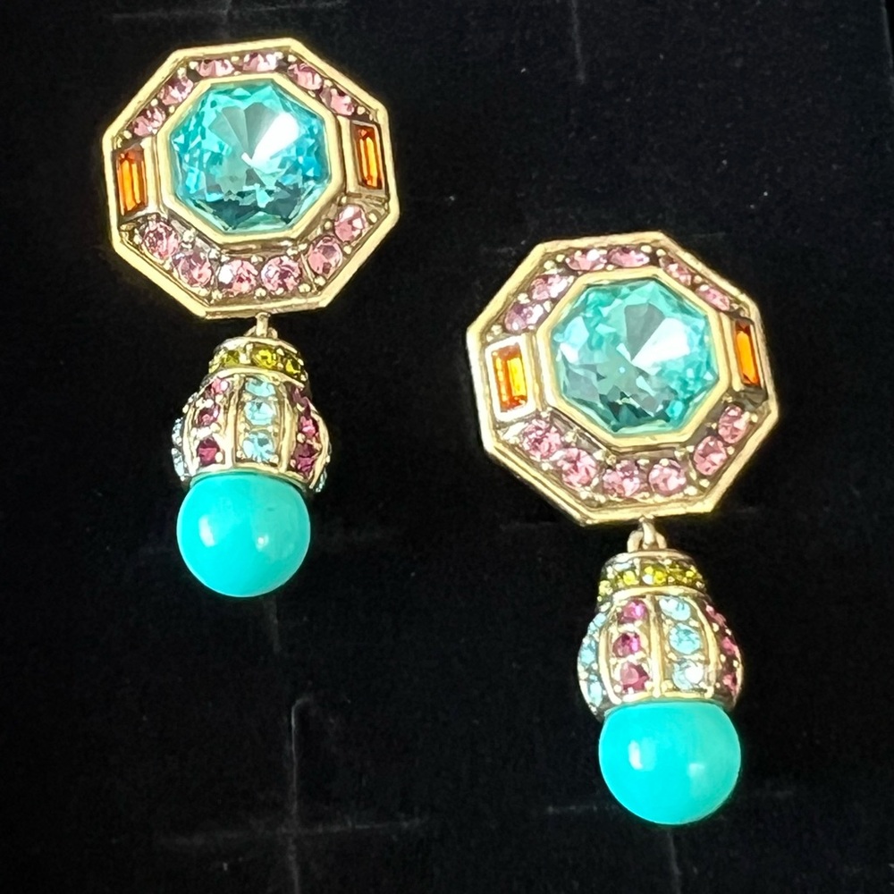 Heidi Daus OMEGA 🆕 “Lavish Layers” Beaded Crystal Drop Deco Style Earrings